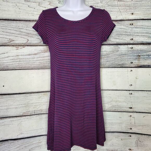 Olivia Rae Striped T-Shirt Dress Navy/Red Size S - Picture 1 of 5